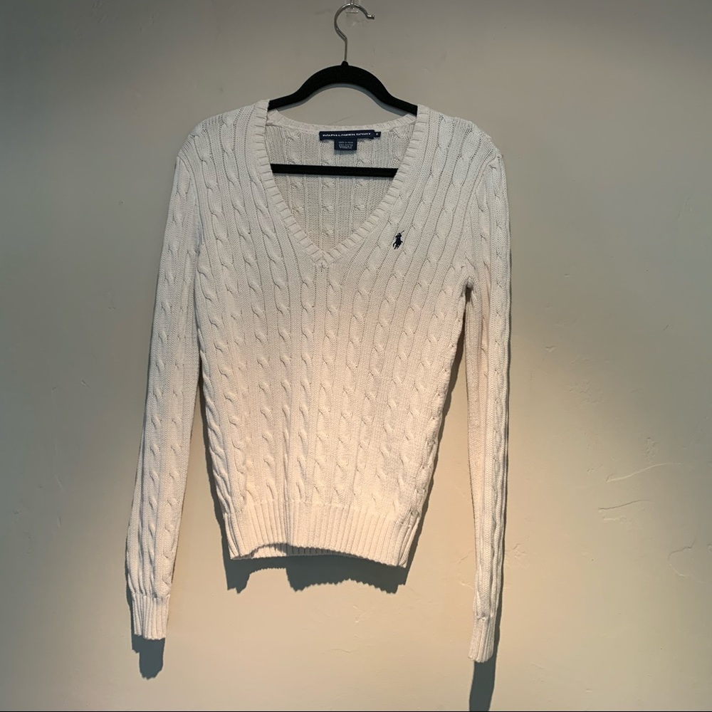 Ralph Lauren Cream V Neck Sweater
